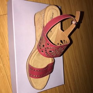 Wedge red sandals shoes